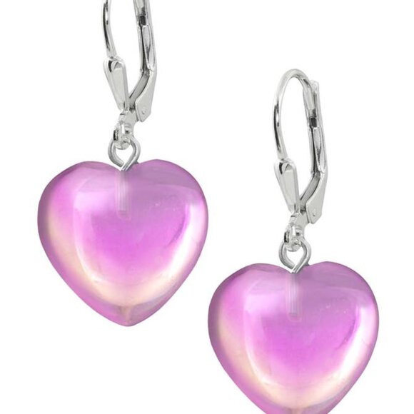 Heart Earrings Sterling Silver Crystal Jewelry Dangle - Picture 6 of 12